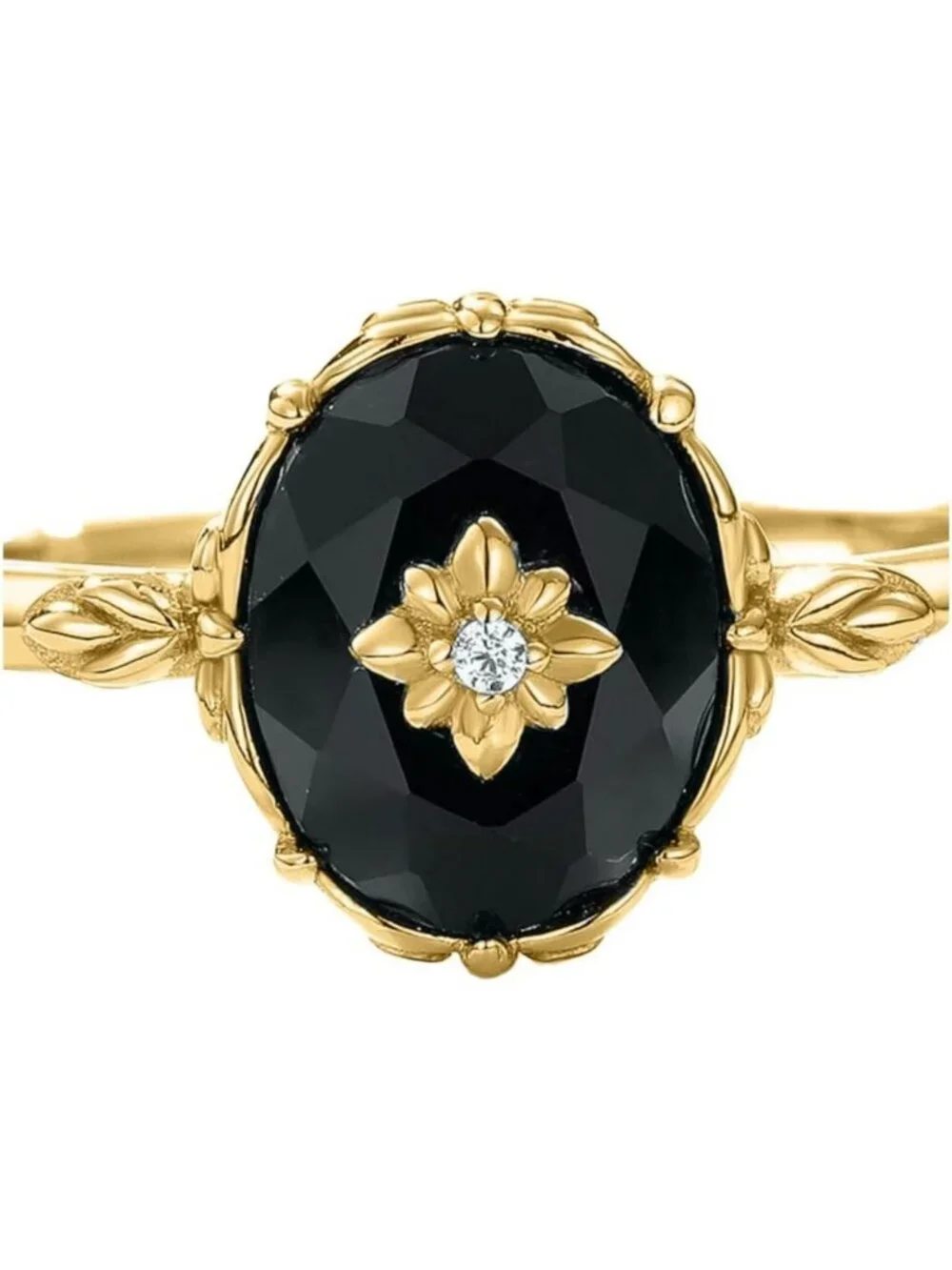 Dainty Black Onyx Vintage Ring - 925 Sterling Silver Oval Cut Gemstone Jewelry
